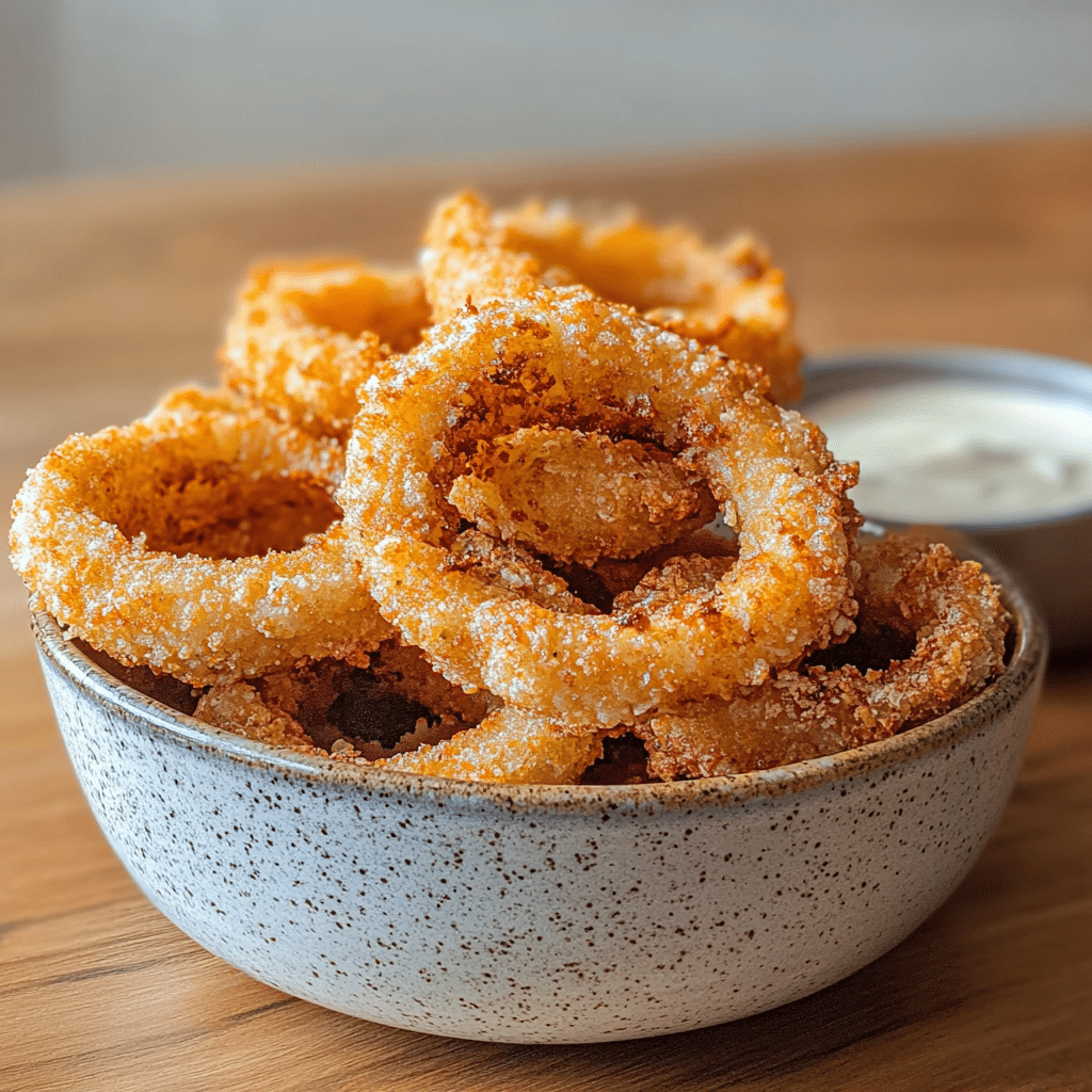 Crispy gluten-free onion rings served fresh