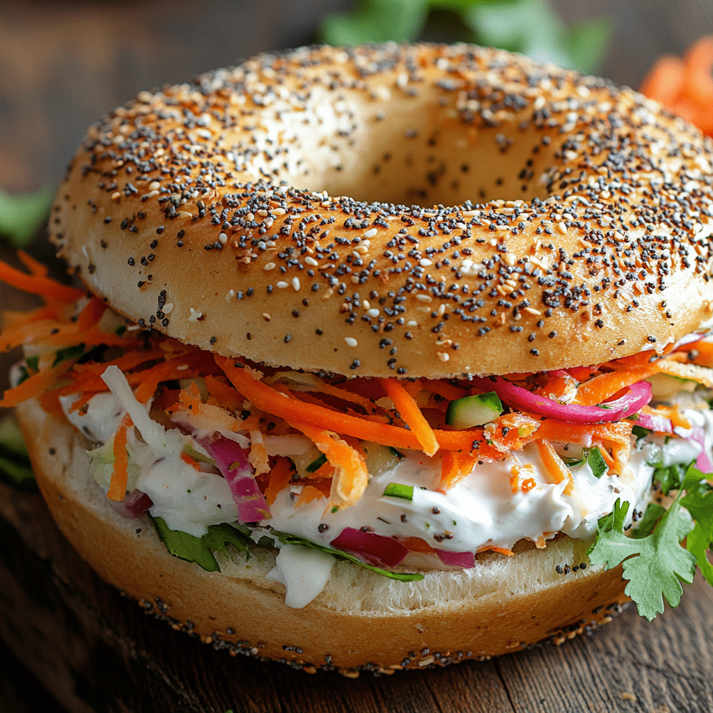 Low Carb Bagels: The Ultimate Guide to the Best Brands, Recipes & Tips 6 Low carb bagel sandwich with Everything seasoning and veggie filling