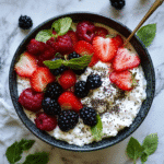 Low sodium cottage cheese with fresh berries and chia seeds