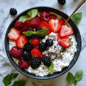 Low Sodium Cottage Cheese: The Ultimate Guide for Health-Conscious Cheese Lovers 2 Low sodium cottage cheese with fresh berries and chia seeds